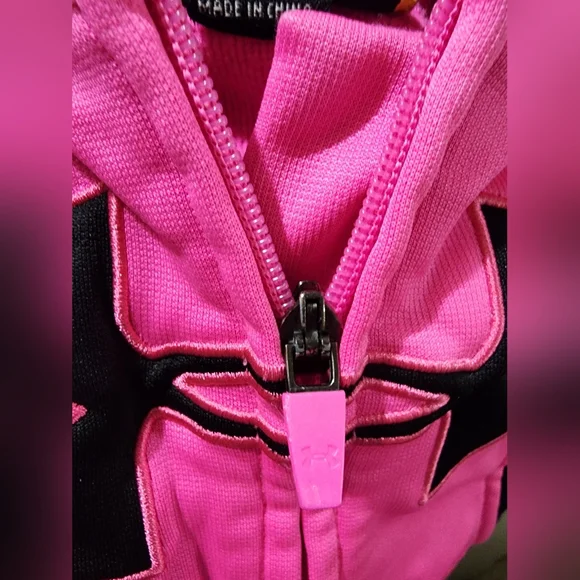 Under Armour 2T Pink and Black Zip-Up Hoodie - Picture 8 of 9